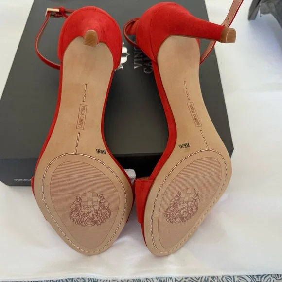 NIB Vince Camuto Orangy Red Strappy Heels Sz 8.5 - Picture 5 of 8